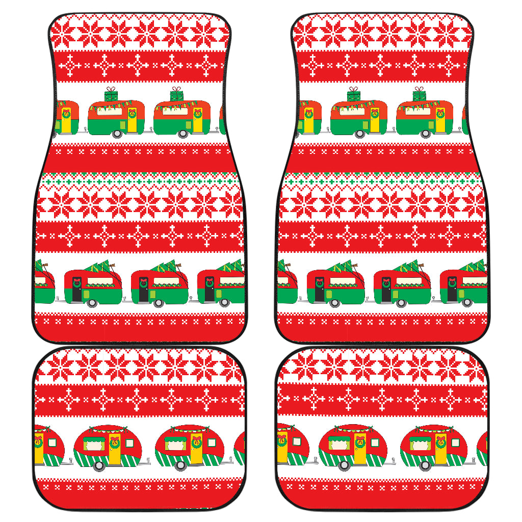 Camper Camping Ugly Christmas Design Print Car Floor Mats Front Back