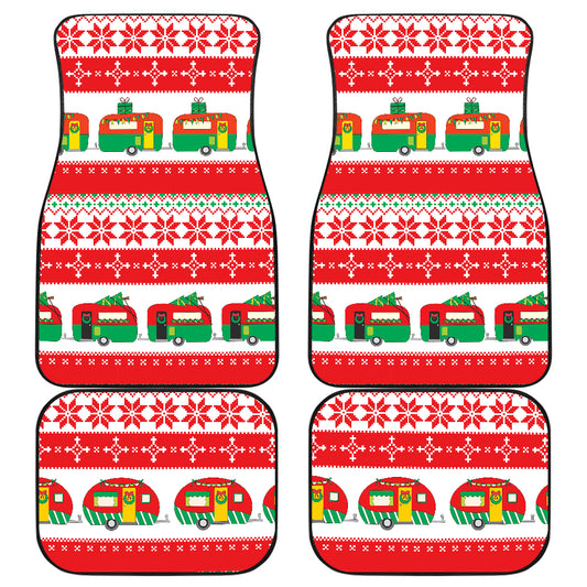 Camper Camping Ugly Christmas Design Print Car Floor Mats Front Back