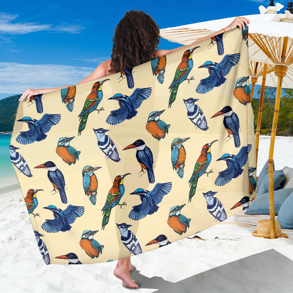 Kingfisher Bird Pattern Print Design 04 Sarong Pareo Wrap