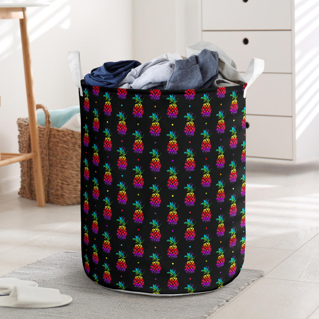 Pineapple Rainbow Dot Print Laundry Basket