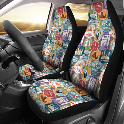 Travel Stamp Print Design LKS301 Car Seat Covers
