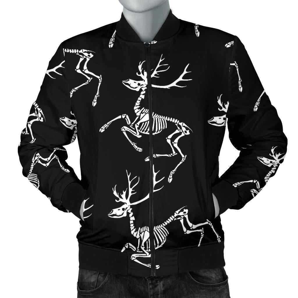 Deer Skeleton Print Pattern Men Bomber Jacket