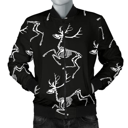 Deer Skeleton Print Pattern Men Bomber Jacket