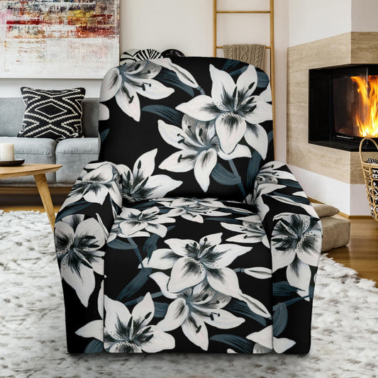 Lily Pattern Print Design 03 Recliner Slipcover with Pocket