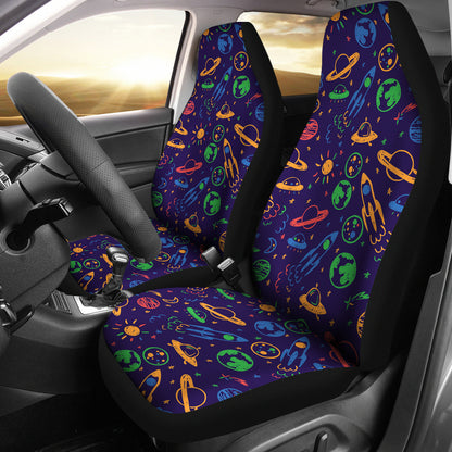 UFO Space Rocket Print Design LKS302 Car Seat Covers
