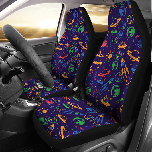 UFO Space Rocket Print Design LKS302 Car Seat Covers