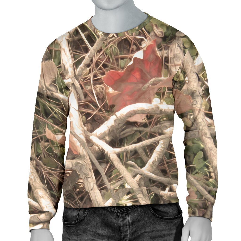 Camouflage Realistic Tree Authumn Print Men Long Sleeve Sweatshirt