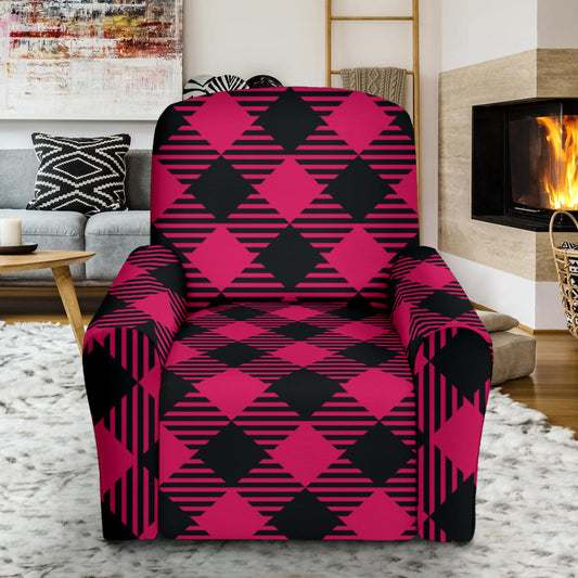 Buffalo check Pink Pattern Print Design 01 Recliner Slipcover with Pocket