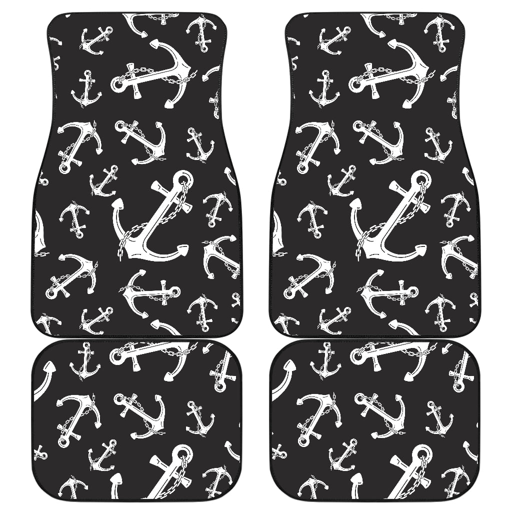 Anchor Black White Car Floor Mats Front Back