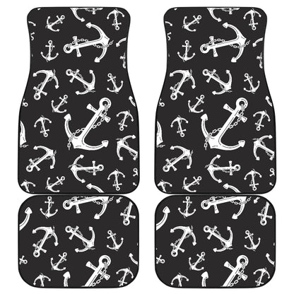 Anchor Black White Car Floor Mats Front Back