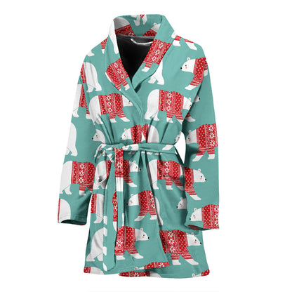 Polar Bear Pattern Print Design A04 Women Bathrobe