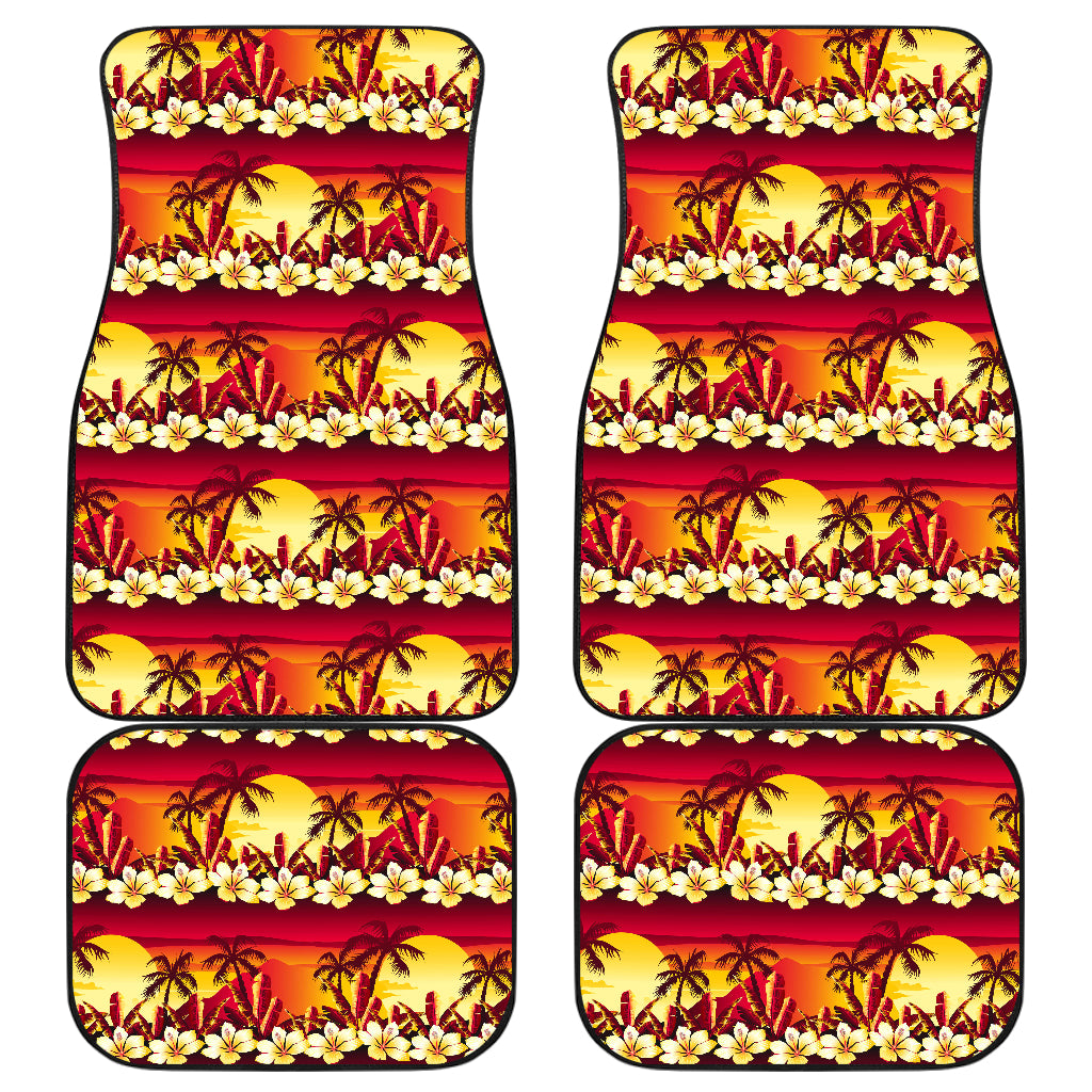 Hawaiian Tropical Sunset Hibiscus Print Car Floor Mats Front Back