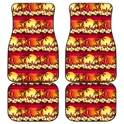 Hawaiian Tropical Sunset Hibiscus Print Car Floor Mats Front Back