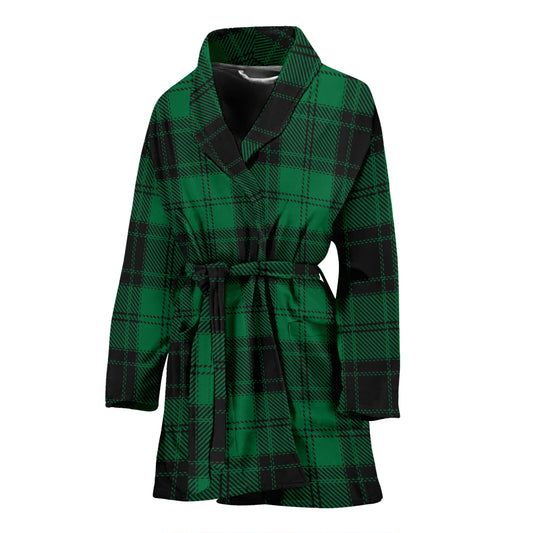 Tartan Green Print Design LKS302 Women Bathrobe