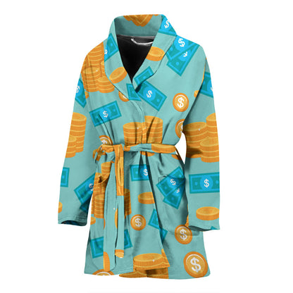 Money Pattern Print Design 03 Women Bathrobe