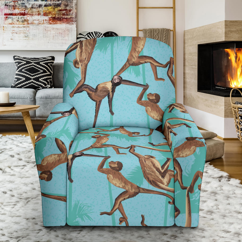 Monkey Pattern Print Design 04 Recliner Slipcover with Pocket
