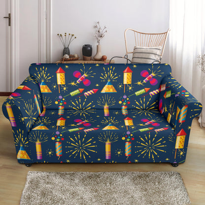 Firework Sparkling Rockets Print Design LKS306 Loveseat Couch Slipcover
