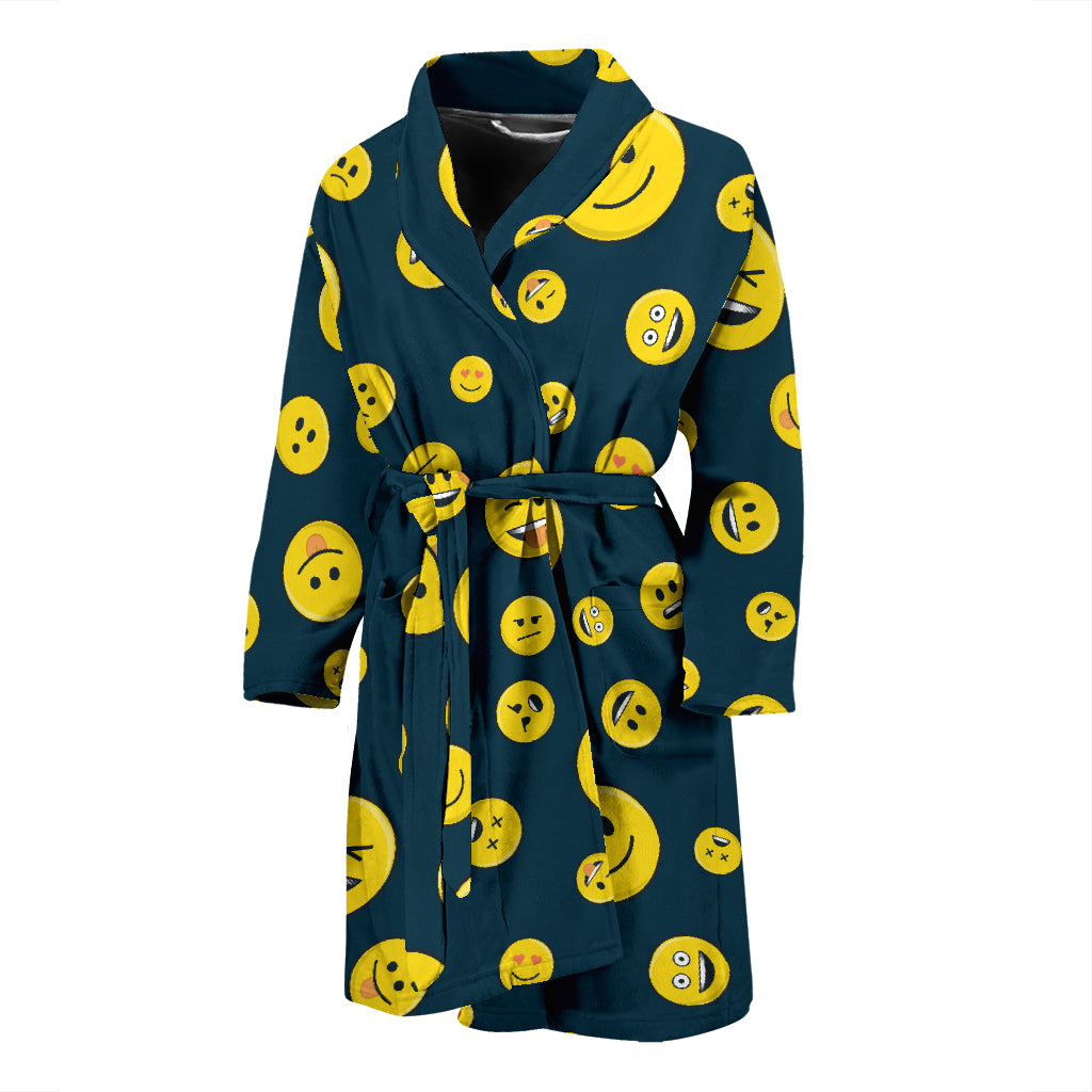 Smiley Face Emoji Print Design LKS301 Men Bathrobe