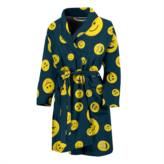 Smiley Face Emoji Print Design LKS301 Men Bathrobe