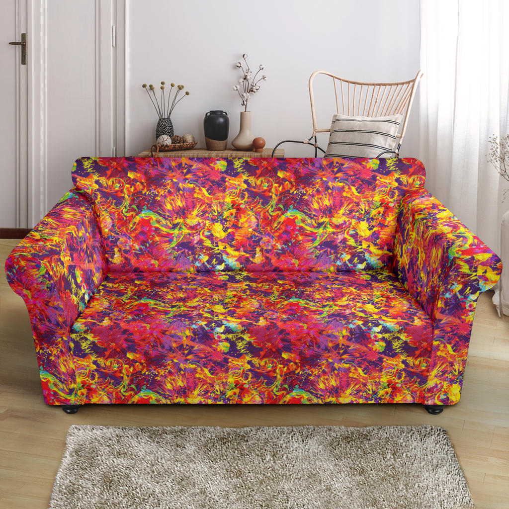 Splatter Print Design LKS303 Loveseat Couch Slipcover
