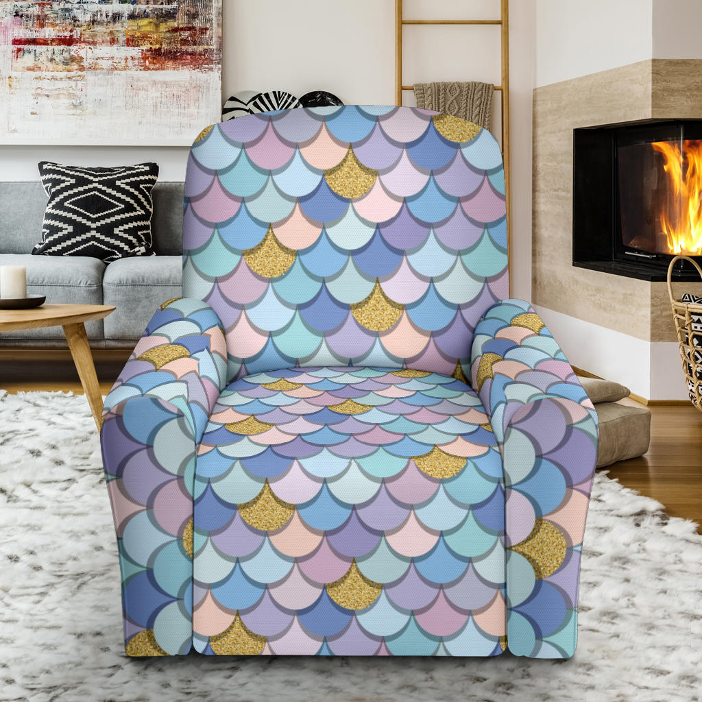 Mermaid Scales Pattern Print Design 05 Recliner Slipcover with Pocket