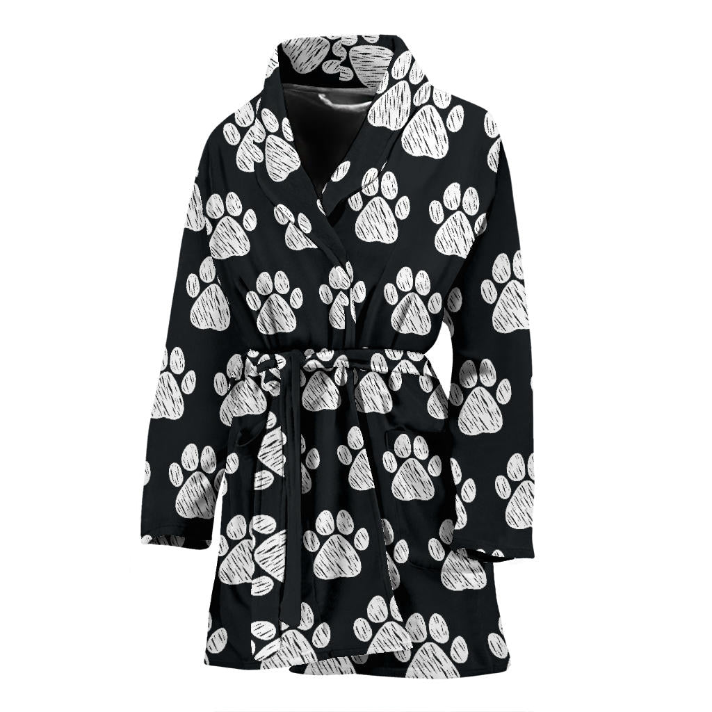 Paw Pattern Print Design A02 Women Bathrobe