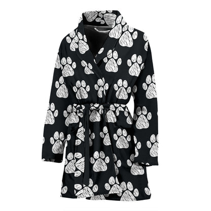 Paw Pattern Print Design A02 Women Bathrobe