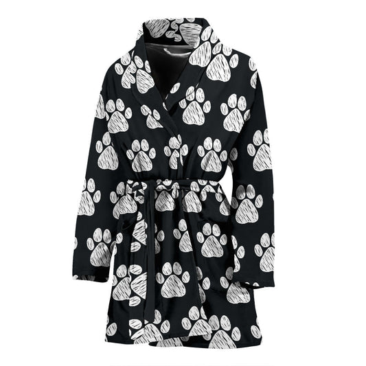 Paw Pattern Print Design A02 Women Bathrobe