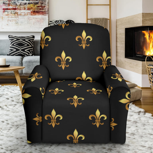 Fleur De Lis Gold Pattern Print Design 03 Recliner Slipcover with Pocket
