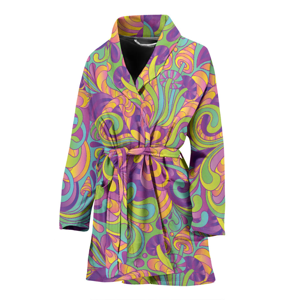 Psychedelic Mushroom Pattern Print Design A05 Women Bathrobe