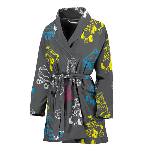 Roller skate Pattern Print Design A02 Women Bathrobe