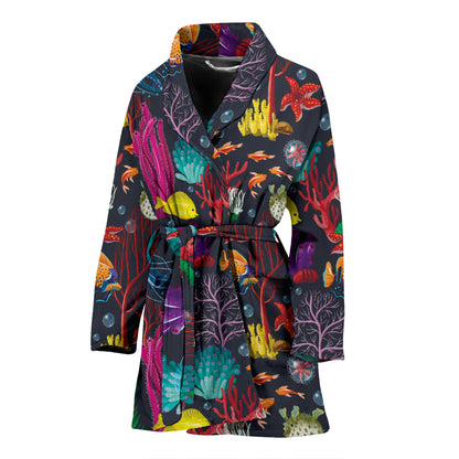 Underwater Cute Print Design LKS303 Women Bathrobe