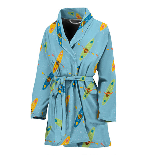 Kayak Pattern Print Design 04 Women Bathrobe