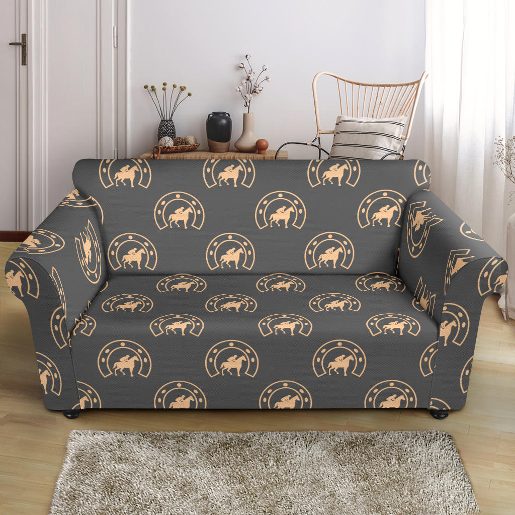 Horseshoe Print Design LKS306 Loveseat Couch Slipcover