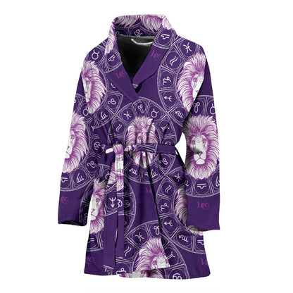Leo Pattern Print Design 04 Women Bathrobe