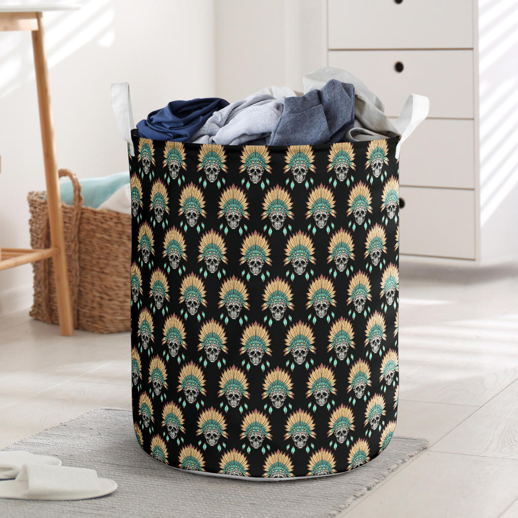 American indian Skull Pattern Laundry Basket