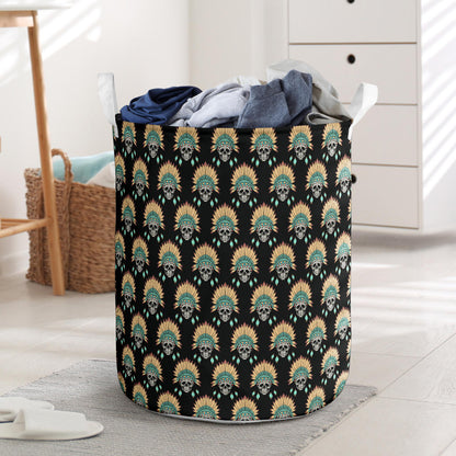 American indian Skull Pattern Laundry Basket