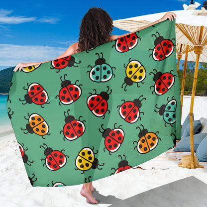 Ladybug Pattern Print Design 02 Sarong Pareo Wrap