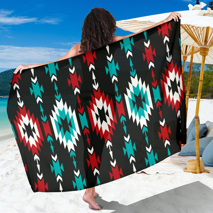 Native Pattern Print Design A08 Sarong Pareo Wrap