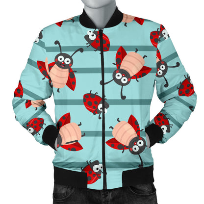 Ladybug Happy Print Pattern Men Bomber Jacket