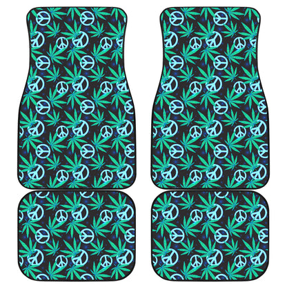 Peace Sign Themed Design Print Car Floor Mats Front Back