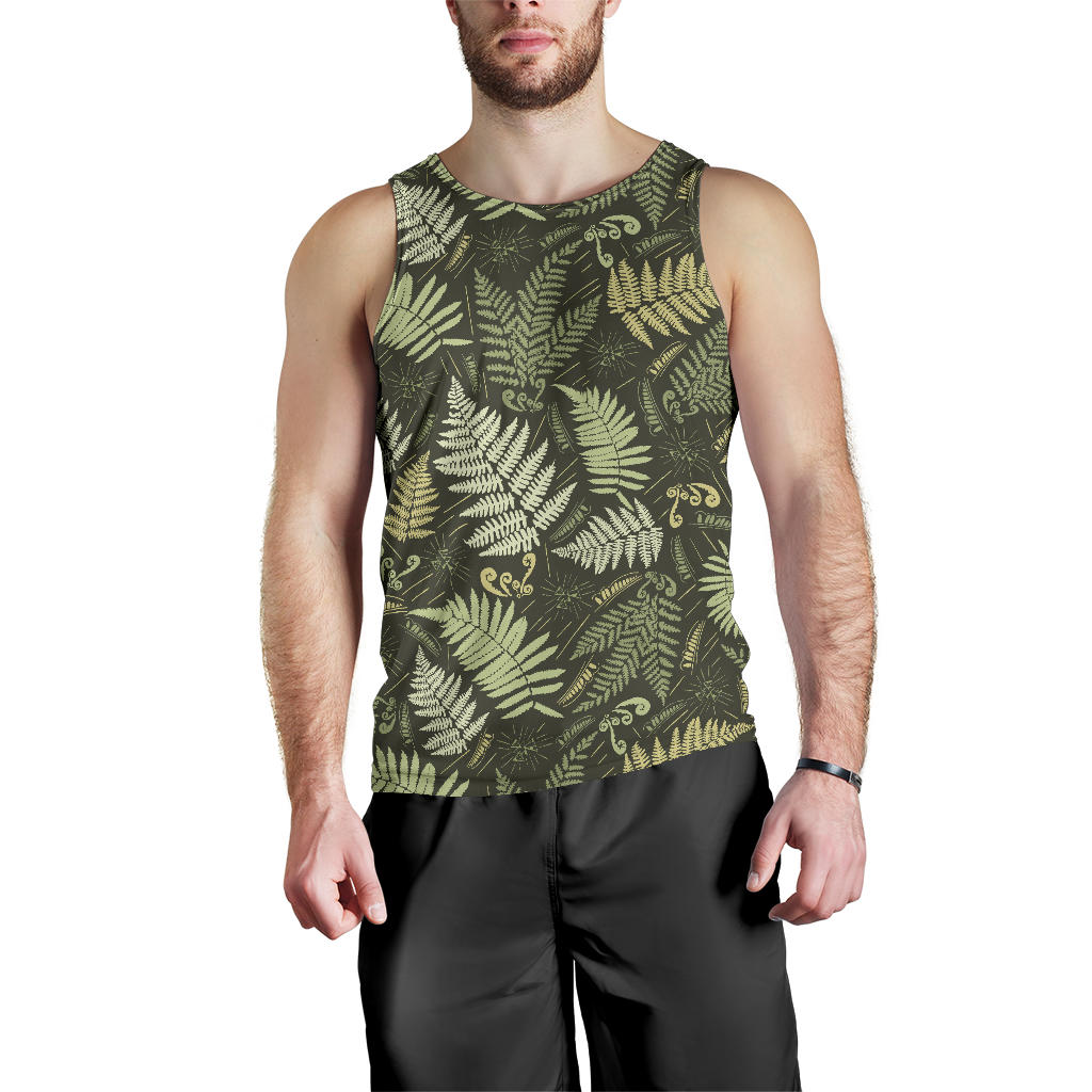 Fern Leave Green Print Pattern Men Tank Top