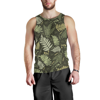 Fern Leave Green Print Pattern Men Tank Top