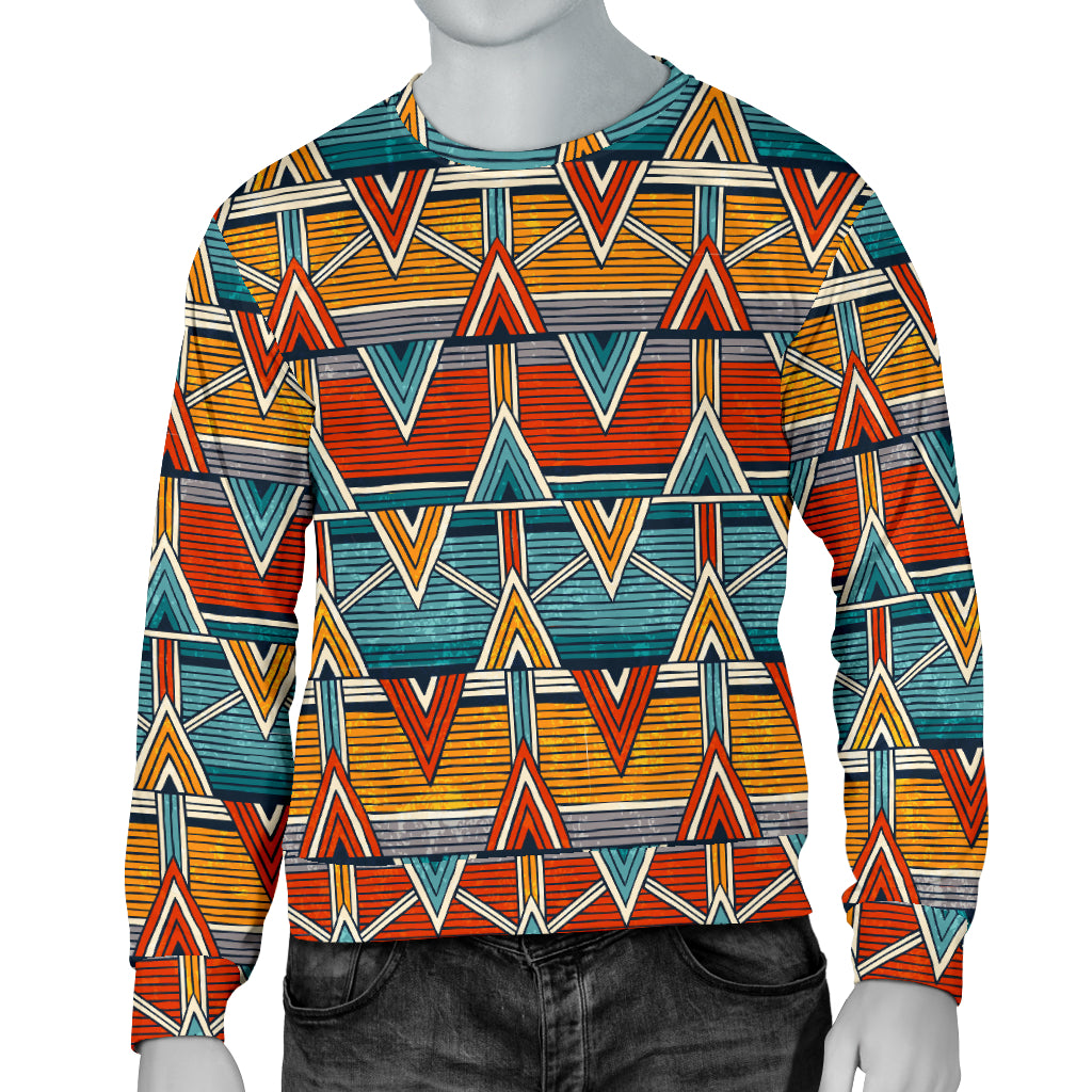 Kente Print African Design Themed Men Long Sleeve Sweatshirt