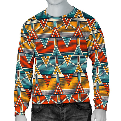 Kente Print African Design Themed Men Long Sleeve Sweatshirt