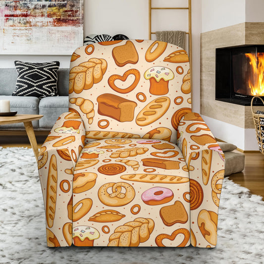 Bread Pattern Print Design 01 Recliner Slipcover with Pocket