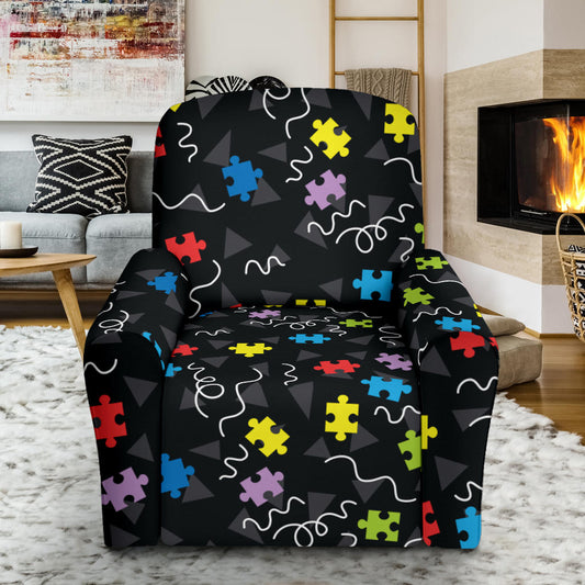 Autism Awareness Pattern Print Design 01 Recliner Slipcover with Pocket