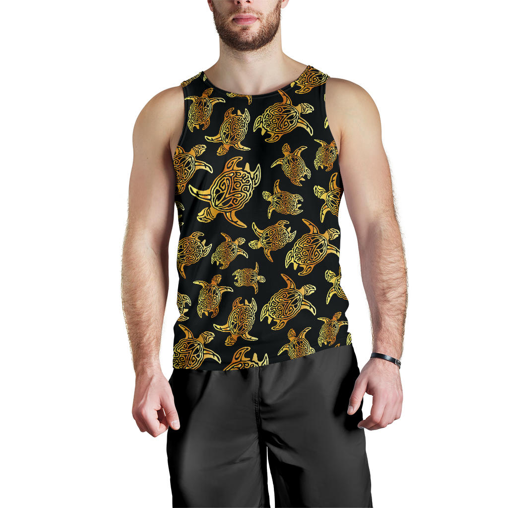 Gold Tribal Turtle Polynesian Themed Men Tank Top