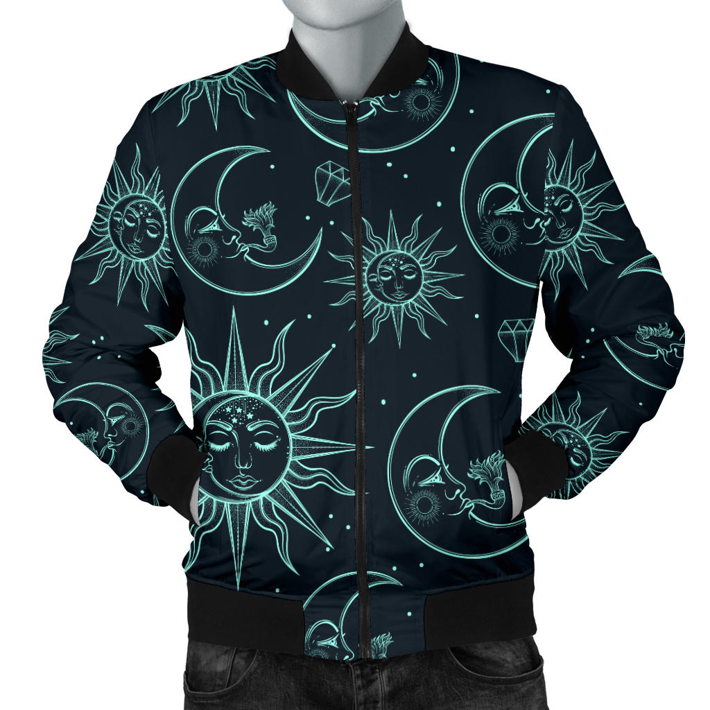 Sun Moon Magic Design Themed Print Men Bomber Jacket