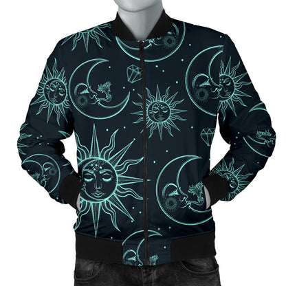 Sun Moon Magic Design Themed Print Men Bomber Jacket